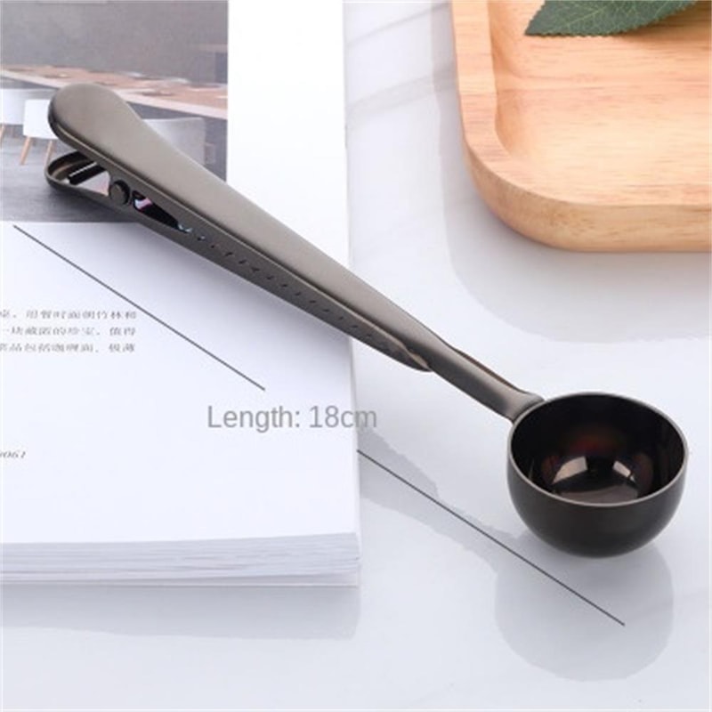 Stainless Steel Coffee Scoop with Sealing Clip, Coffee Powder Measuring Scoop, Tea Milk Powder Scoop