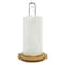 Free-Standing Paper Towel Holder with Nordic Style Bamboo Base, Vertical Storage Rack for Kitchen