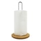 Free-Standing Paper Towel Holder with Nordic Style Bamboo Base, Vertical Storage Rack for Kitchen
