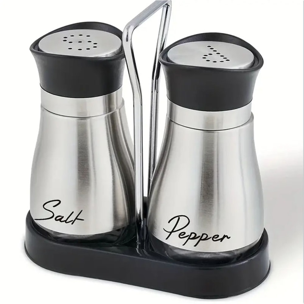 Adjustable Refillable Salt and Pepper Shakers, Kitchen Glass Spice Bottle Set with Pour Holes, Spice Dispenser