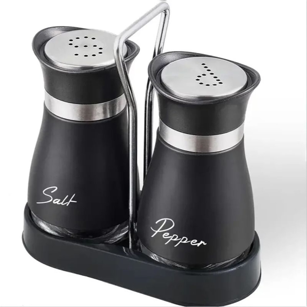 Adjustable Refillable Salt and Pepper Shakers, Kitchen Glass Spice Bottle Set with Pour Holes, Spice Dispenser