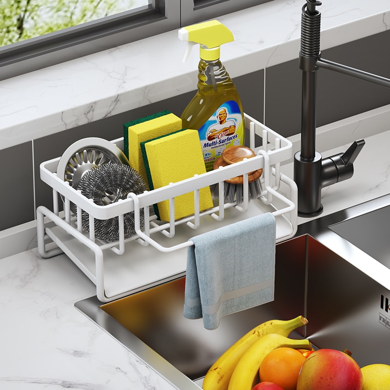 Tap-Mounted Shelf for Home Kitchen Accessories, Kitchen Spice Storage Shelf with Drainage Rack