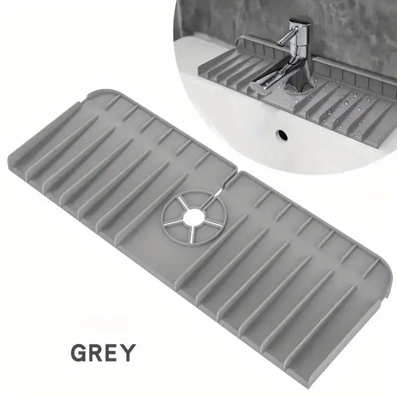 Bathroom Kitchen Sink Splash Guard Silicone Drain Pad Soap Sponge Holder Mat