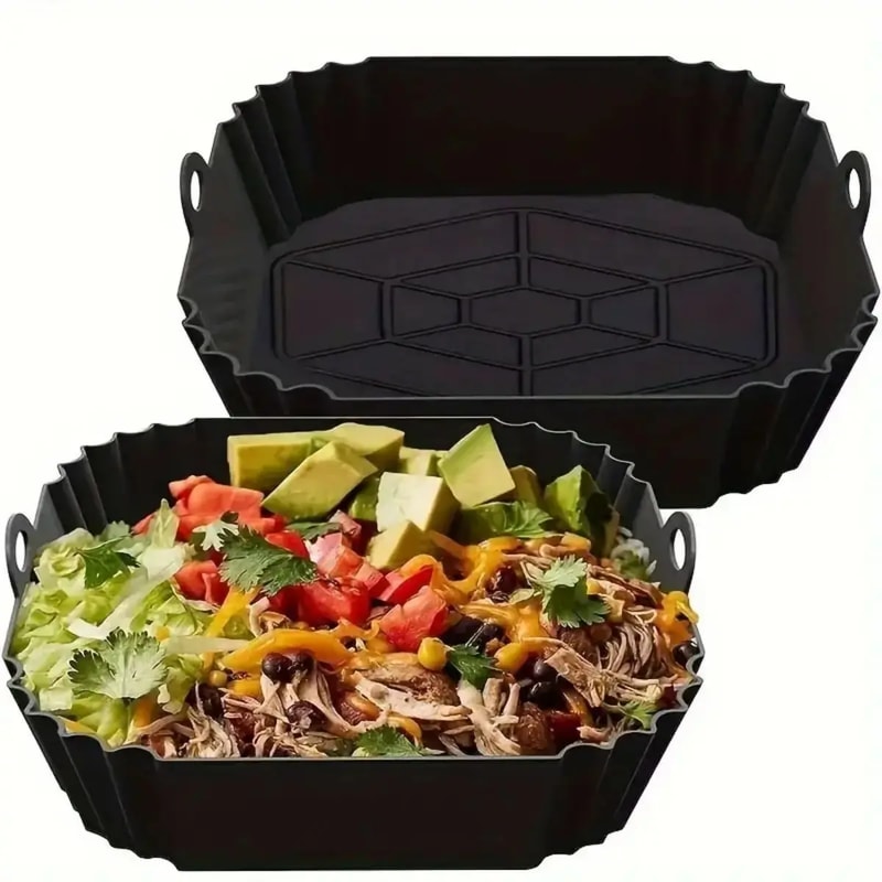 Foldable Reusable Silicone Air Fryer Liner, Heat Resistant Non-stick Baking Mat for Kitchen Use