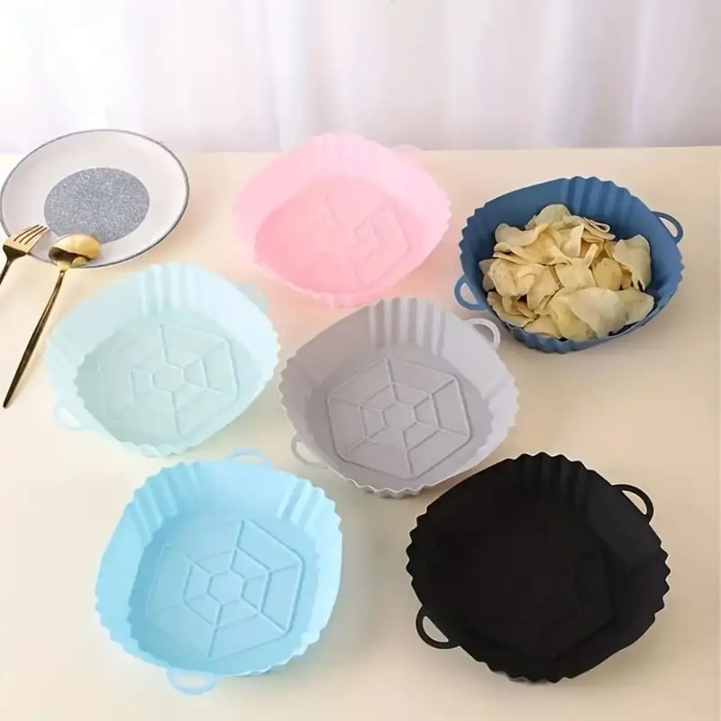 Foldable Reusable Silicone Air Fryer Liner, Heat Resistant Non-stick Baking Mat for Kitchen Use