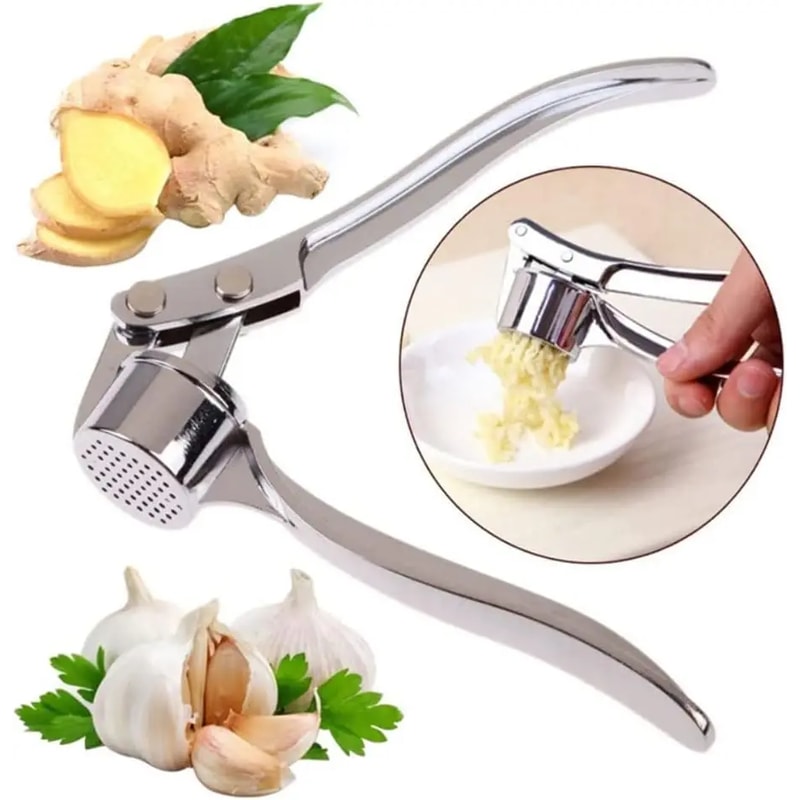 Garlic Press Kitchen Tools, Stainless Steel Garlic Masher, Manual Press Tool
