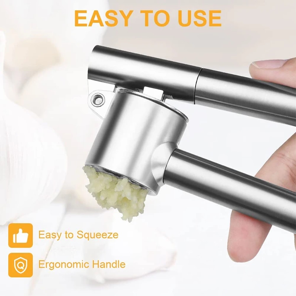 Garlic Press Mincer, Detachable Stainless Steel Garlic Crusher, Extended Edition, Rust Proof Kitchen Tool for Easy Crush
