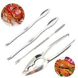 crab, shrimp, and lobster tool set - seafood fork, spoon, nut cracker, and pliers for kitchen use
