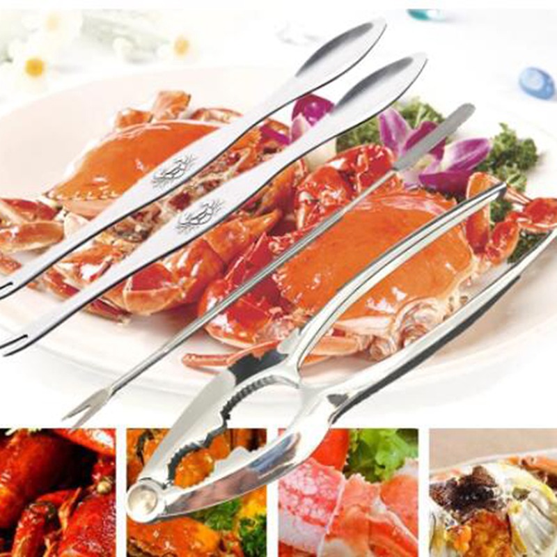 Crab Shrimp And Lobster Tool Set Seafood Fork Spoon Nut Cracker And Pliers For Kitchen Use 1