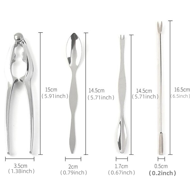 Crab Shrimp And Lobster Tool Set Seafood Fork Spoon Nut Cracker And Pliers For Kitchen Use 5