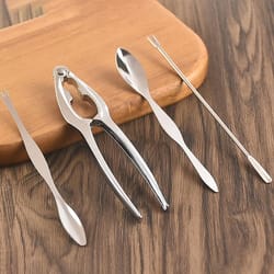 crab, shrimp & nut tool set - kitchen accessories with fork, spoon, pliers & lobster cracker