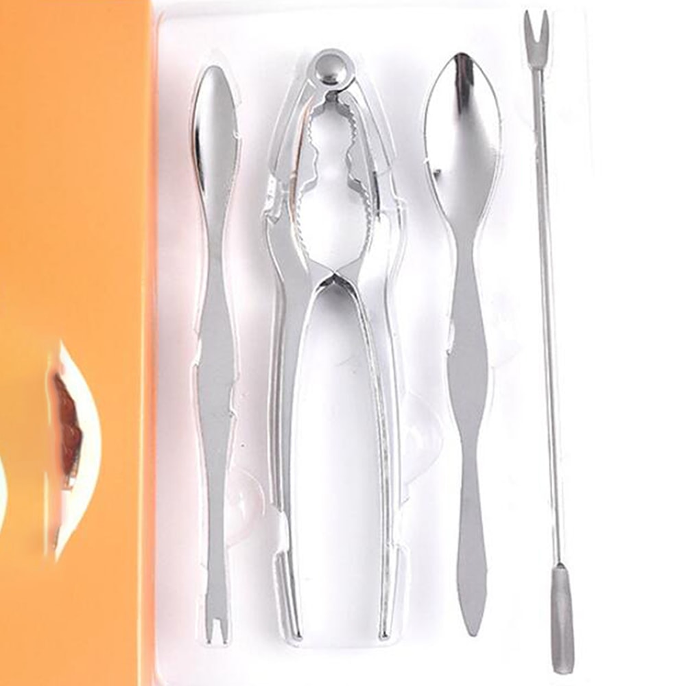 Crab Shrimp Nut Tool Set Kitchen Accessories With Fork Spoon Pliers Lobster Cracker 4
