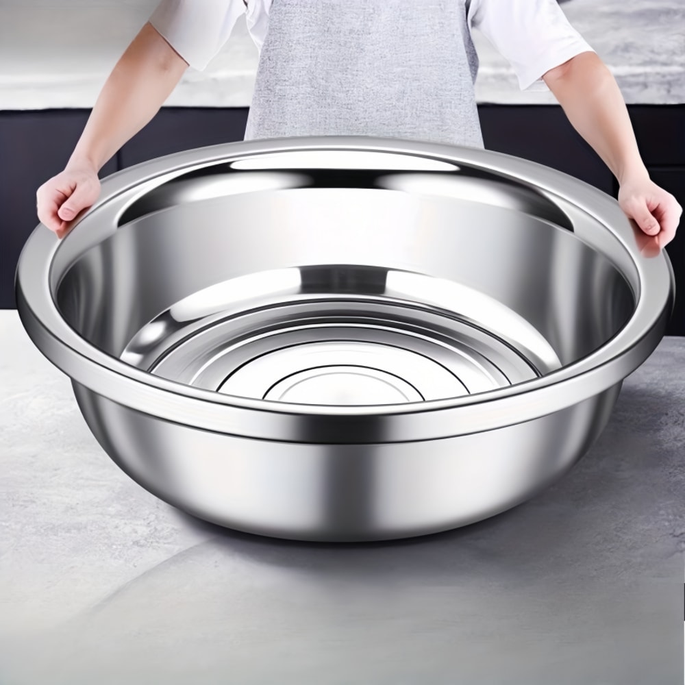 Metal Cooking Nesting Salad Bowls Set, Large Capacity Stainless Steel Mixing Bowls for Cooking