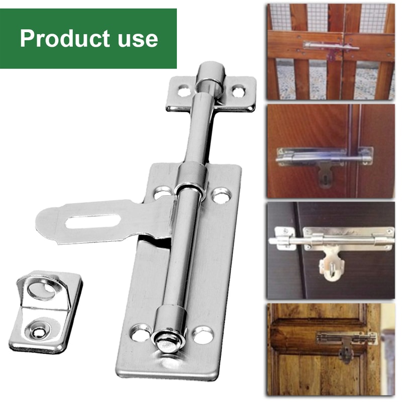Brushed Barrel Bolt Latch Padlock Set, Stainless Steel Hardware for Locking Doors and Windows
