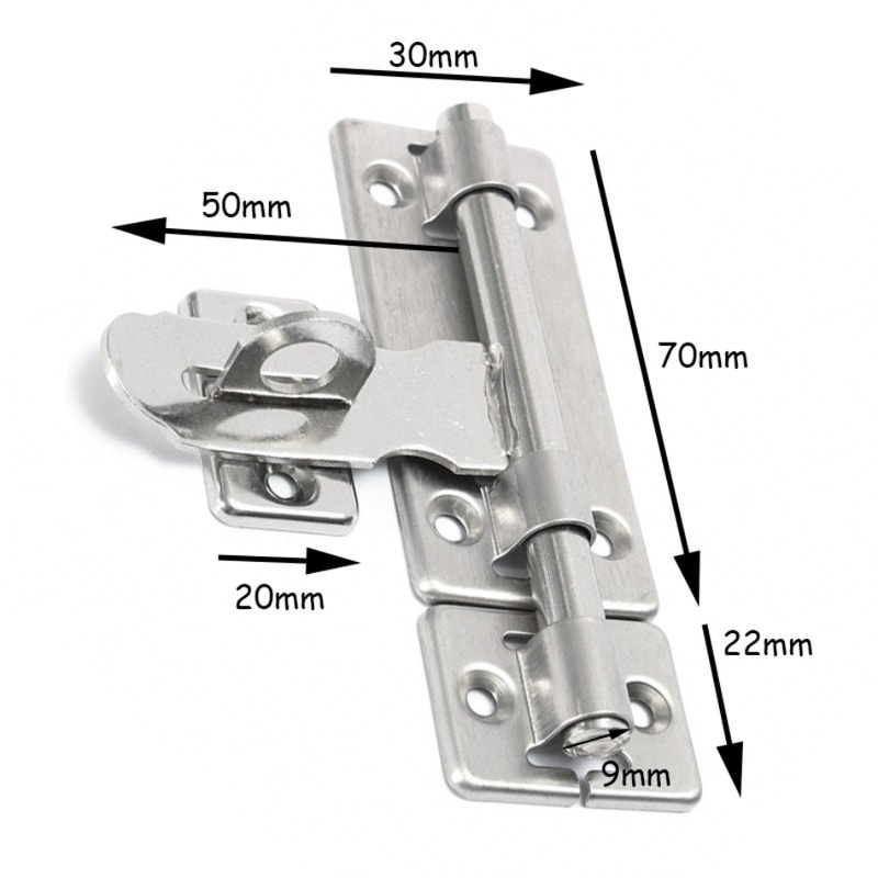 Brushed Barrel Bolt Latch Padlock Set, Stainless Steel Hardware for Locking Doors and Windows