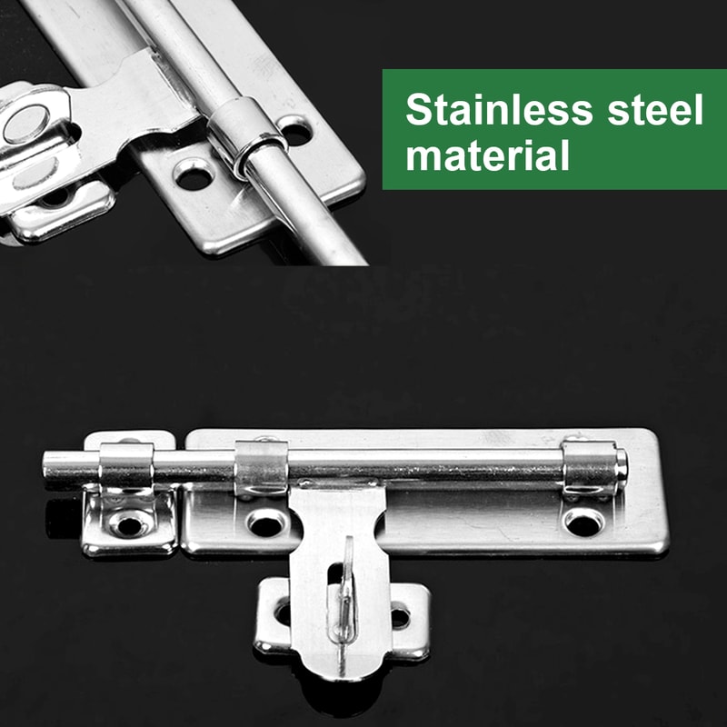 Brushed Barrel Bolt Latch Padlock Set, Stainless Steel Hardware for Locking Doors and Windows