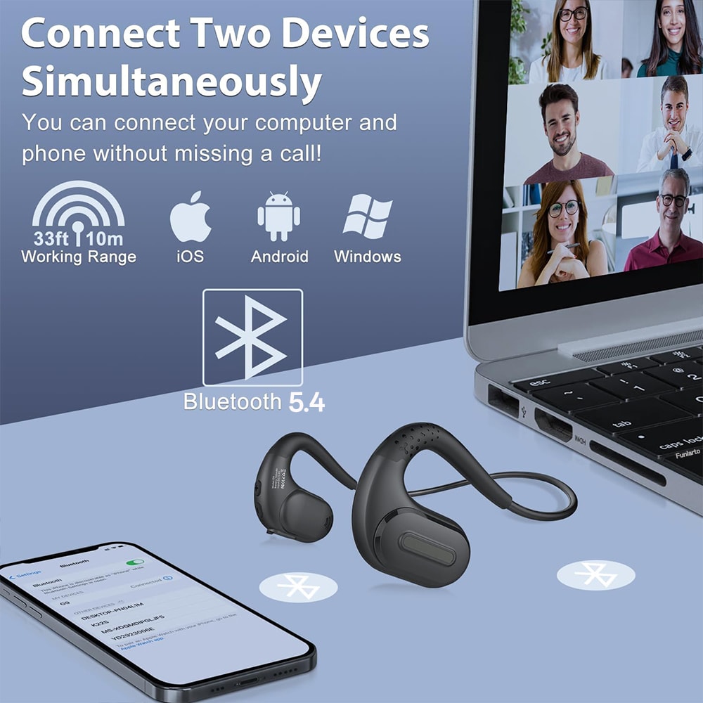 Open Ear Bluetooth Headset Detachable Microphone MultiPoint Wireless Headphones With DSP Noise Canc 5