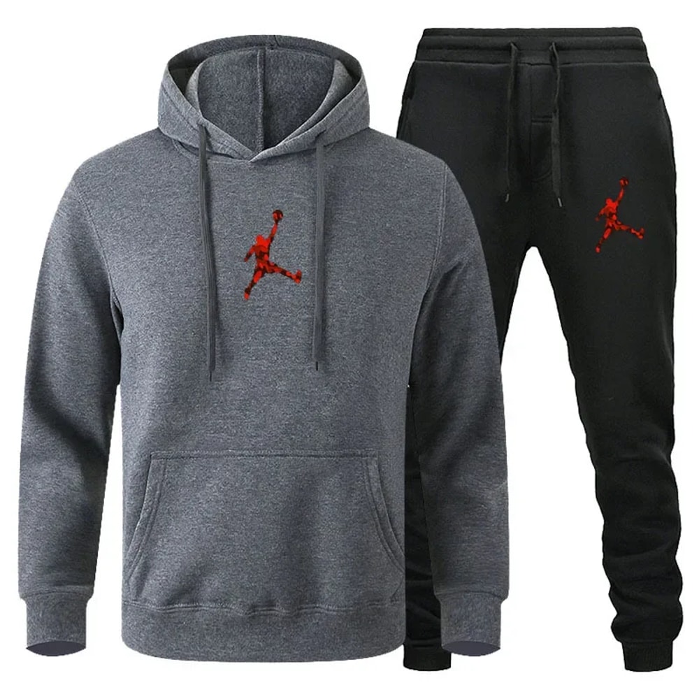 Men Jogging Set Comfortable LongSleeved Sweatshirt Casual Pants 2 Piece Sportswear Set 3