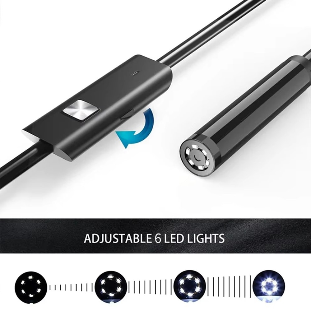 Waterproof Camera with Adjustable LEDs and USB/Android Compatibility for Phone and Pc