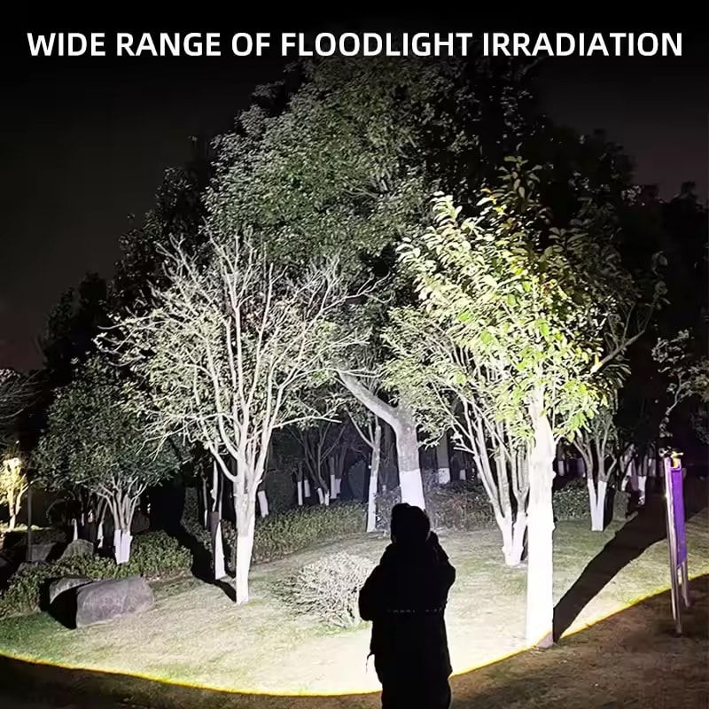 High Power Rechargeable LED Camping Flashlight USB Spotlight Lantern for Outdoor, Fishing, and Hiking Waterproof