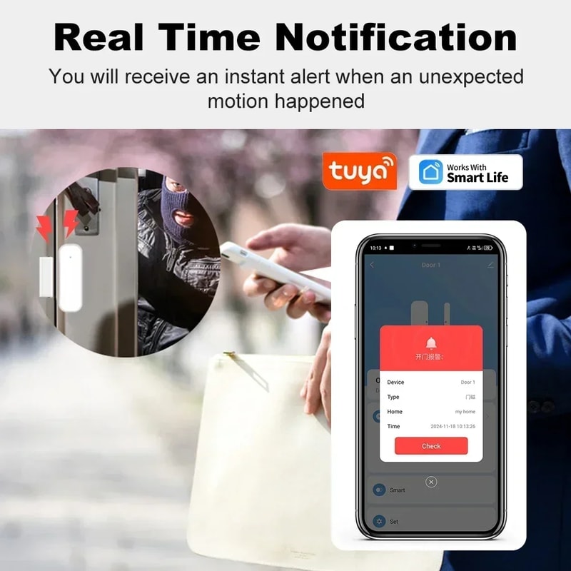 Smart Window Contact Sensor For Home Security Works With Smart Life Alexa Google Home 2