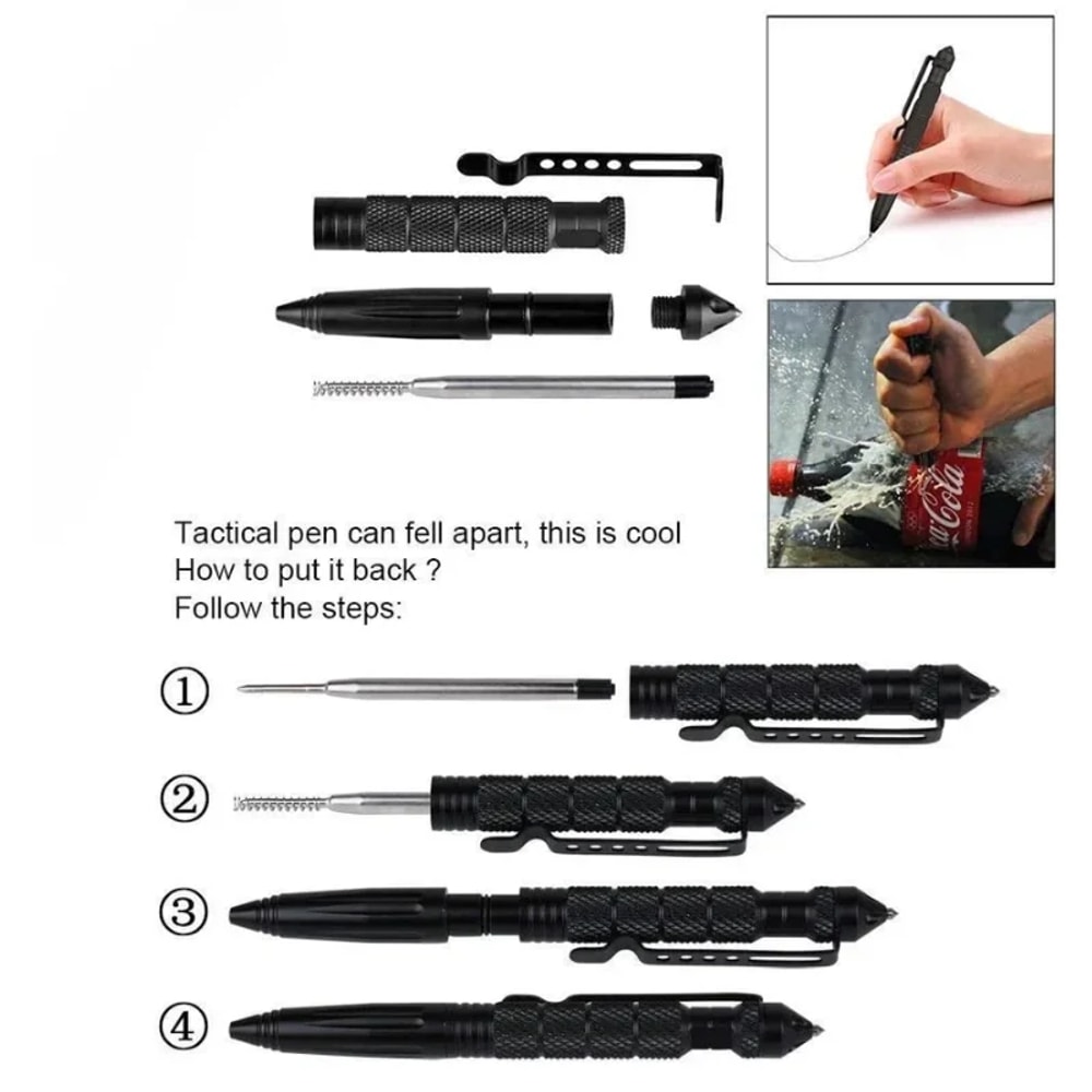 Tactical Self Defense Pen with Glass Breaker Durable Survival Pen for Writing & Protection