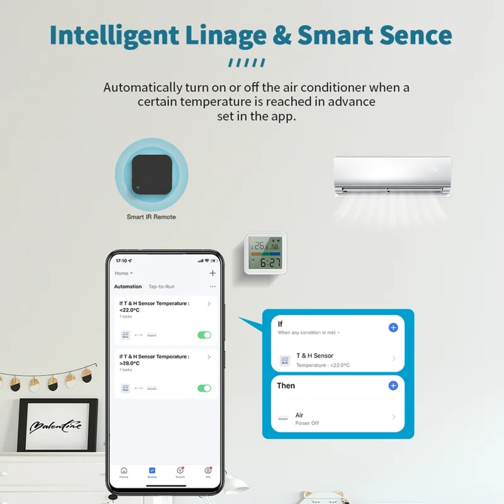 Smart WiFi Temperature And Humidity Sensor Backlit Hygrometer Thermometer Compatible With Alexa Go 2