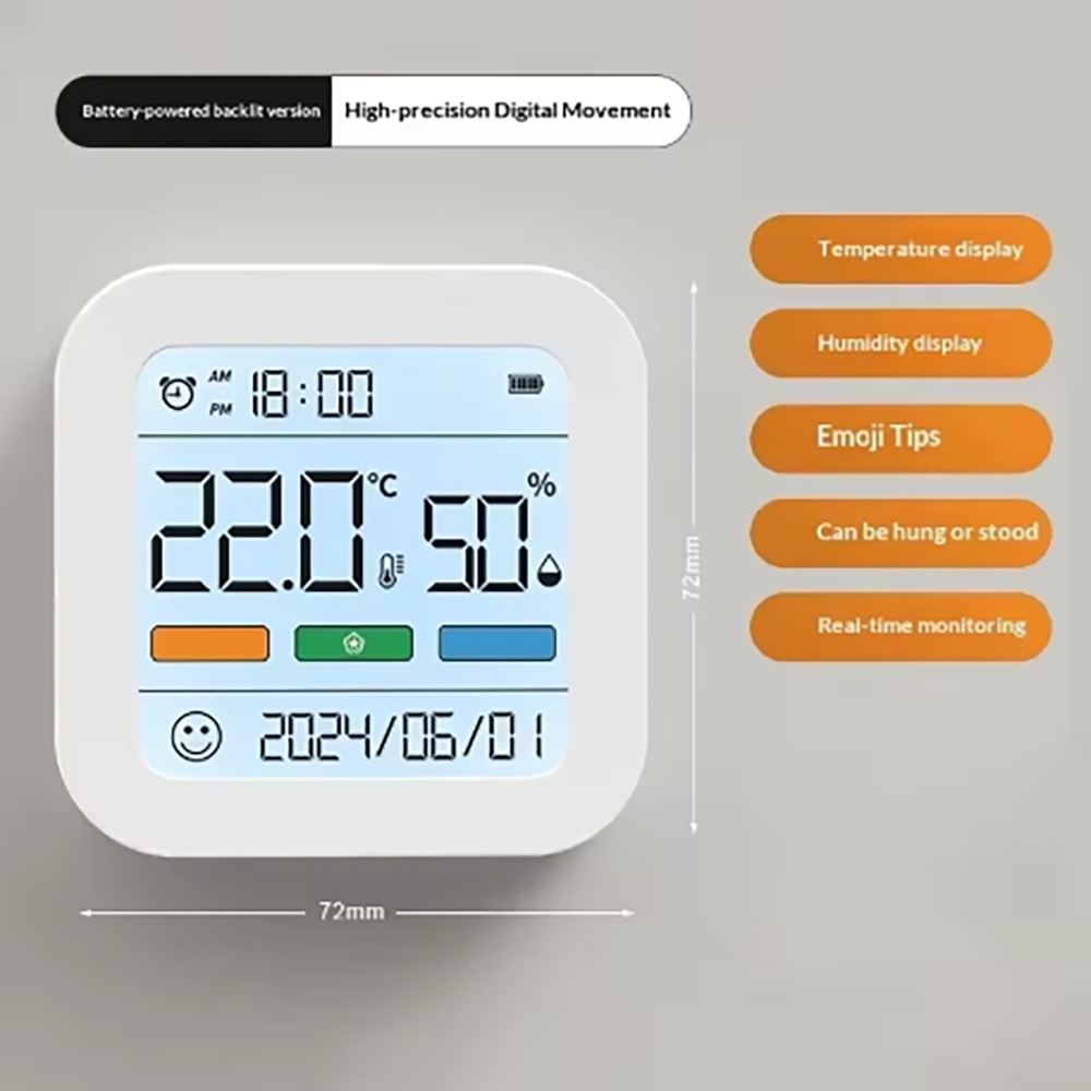 Smart WiFi Temperature And Humidity Sensor Backlit Hygrometer Thermometer Compatible With Alexa Go 6