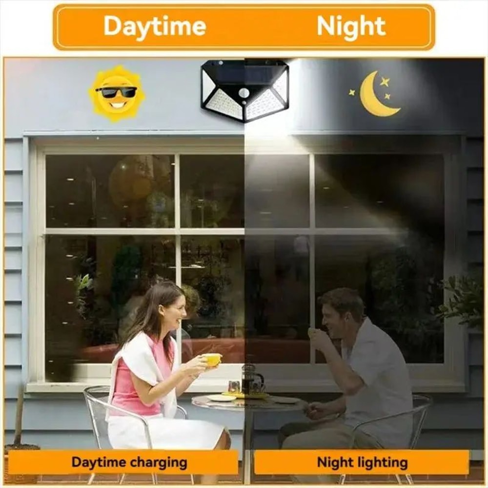 Solar Powered Motion Sensor Street Lamp Waterproof Outdoor Garden Light with Adjustable Railing and Sunlight Charging