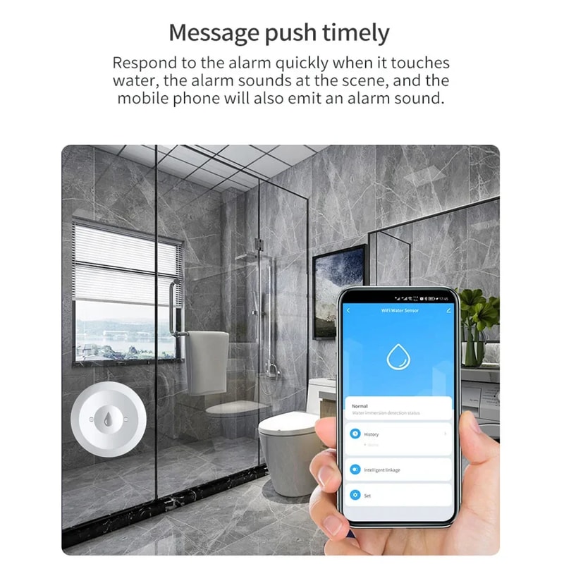 Smart Water Leak Detector With App Remote Monitoring For Kitchen Bathroom 5