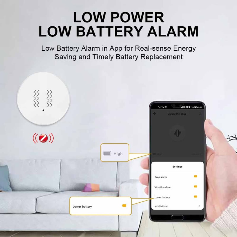 Vibration Detection Sensor Alarm Real Time Motion Shock Detection With Smart App Notification 2