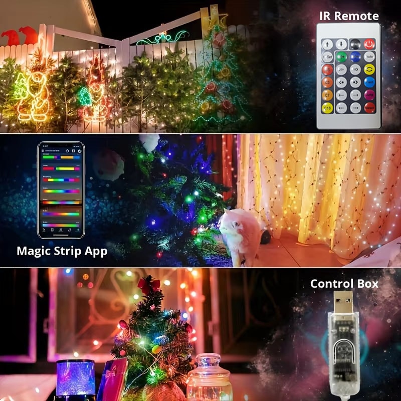 RGB LED String Lights With Bluetooth Remote Dreamcolor Garden Party Wedding Decor 1