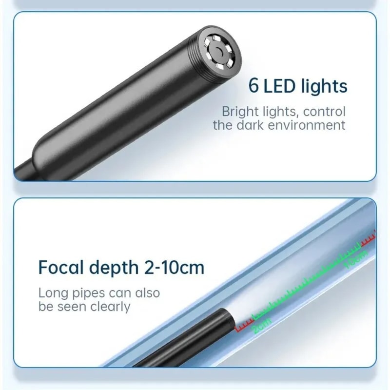 Android Borescope Inspection Snake Camera With LED Lights Waterproof Type C Endoscope 1