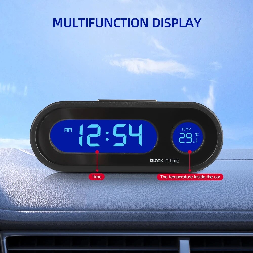 Car Digital Clock Thermometer With Luminous Display LCD Backlight Auto Time Watch Auto Accessorie 1