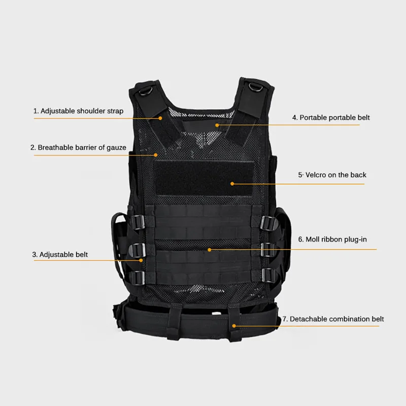 Military Tactical SWAT Vest MultiPocket Combat Body Armor For Security Hunting Airsoft Outdoor Tr 4