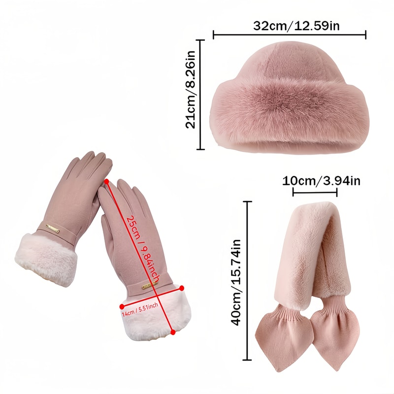 Winter 3Piece Warm Set Hat Scarf Gloves For Cold Weather Comfort Cozy Essentials 4