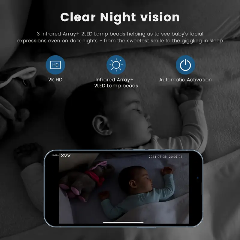 WiFi Baby Monitor With Security Camera Full Night Vision Baby Camera Smart Crying 5