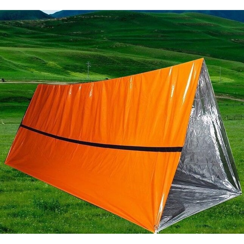 Emergency Shelter Bivy Tent Kit Waterproof Mylar Tube Tent Thermal Blanket Sleeping Bag For Survi 3