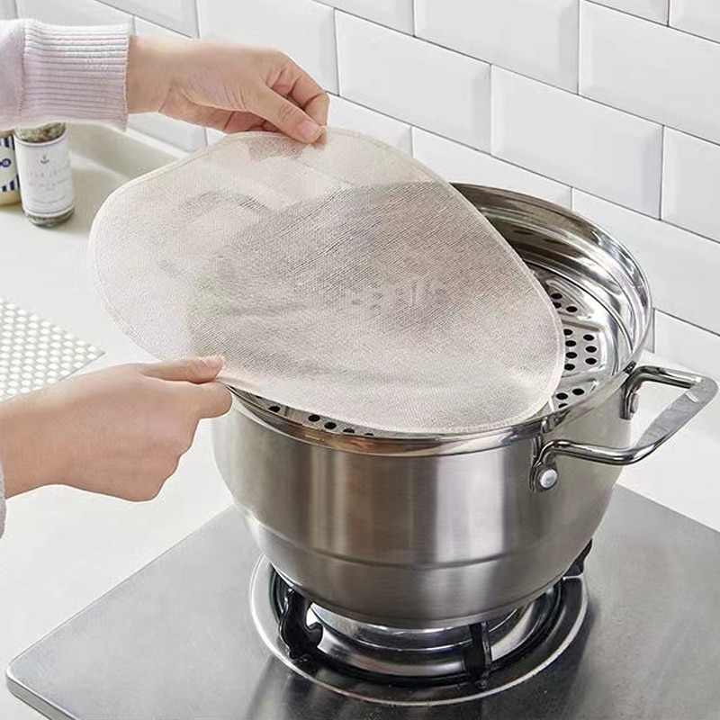 Pure Cotton Steamer Cloth for Steaming Rice & Buns | Round Kitchen Steamer Mat