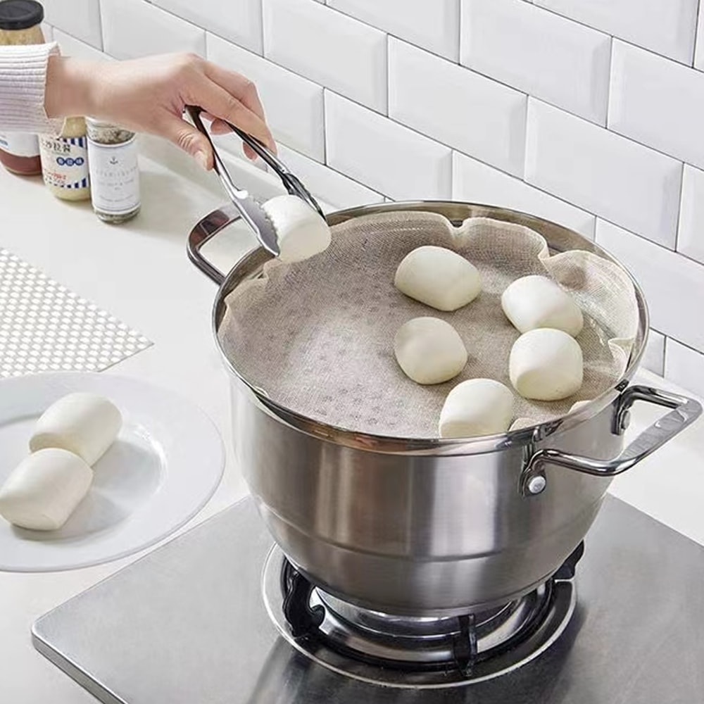 Pure Cotton Steamer Cloth for Steaming Rice & Buns | Round Kitchen Steamer Mat