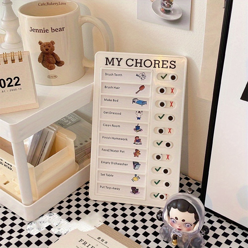 Reusable Daily Task Planner Board with Sliding Checklist Daily Routine Chart for Home and Kids Organization