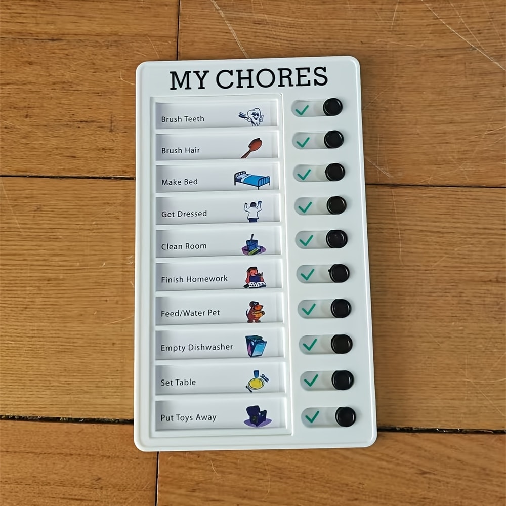 Reusable Daily Task Planner Board with Sliding Checklist Daily Routine Chart for Home and Kids Organization