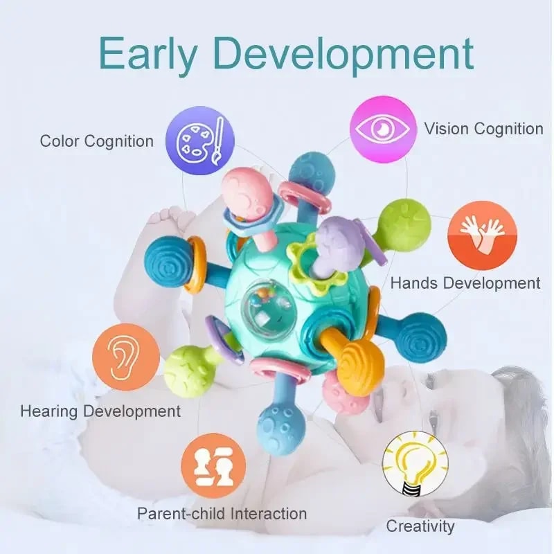 Rotating Baby Rattle Teether Sensory Development Toy For Infants 2