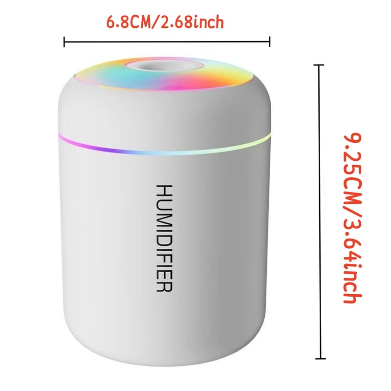 Mini USB Air Humidifier & Essential Oil Diffuser for Car, Home, & Bedroom Aromatherapy Mist Maker with LED Lights