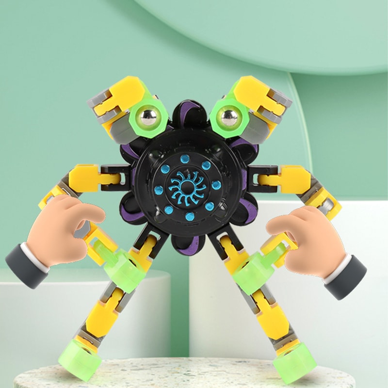 Deformable Fidget Spinner Transforming Stress Relief Toy with Suction Cup Sensory Spinner for Kids and Adults