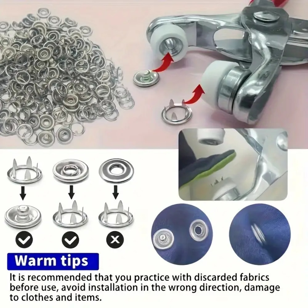 Heavy-Duty Snap Button Pliers Set for DIY Metal Buckle & Rivet Sewing