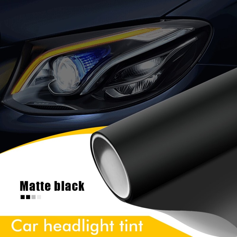 Premium Car Headlight Tint Film Smoke Black Vinyl Waterproof Protection