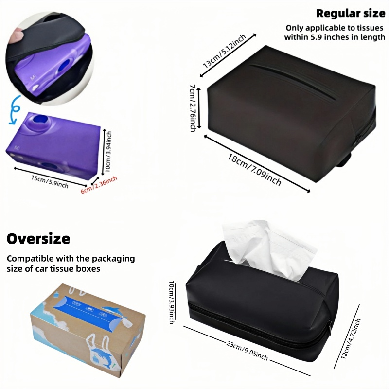 Premium Car Tissue Box Organizer With Seat Backrest Armrest Storage 5