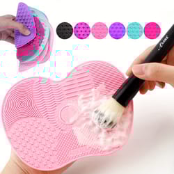 silicone apple makeup brush cleaner pad with suction cup for deep cleaning