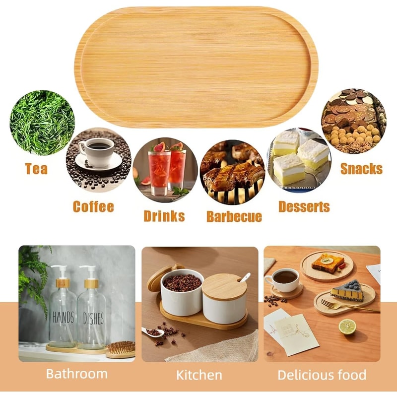 Eco-Friendly Beech Oval Tray, Mini Solid Wood Plate for Kids & Small Servings